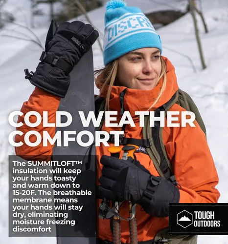 Miniatura 4 de Guantes de nieve con correas en las muñecas,para esquí y snowboard, resistentes al agua y al viento, exterior de nailon, aislamiento térmico y palma