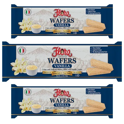 Miniatura 4 de Flora - Obleas italianas de chocolate - Obleas italianas crujientes rellenas de crema de chocolate - Horneado - Sin grasas hidrogenadas - 5.3 oz