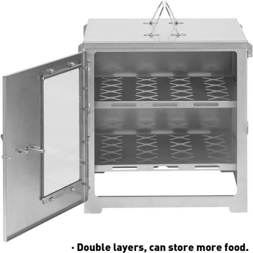 Miniatura 6 de POMOLY Horno de campamento de 12.6 pulgadas de alto con parrilla de 2 niveles, horno de titanio portátil con termómetro para hornear, calefacción