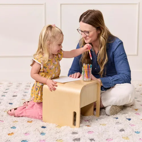 Miniatura 9 de ECR4Kids Silla cúbica multiusos de madera curvada, muebles para niños, natural