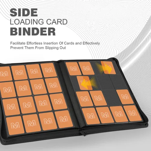 Miniatura 3 de Carpeta de Tarjetas Premium de 16 Bolsillos, Carpeta de Tarjetas de Intercambio Sostiene hasta 1000+ Tarjetas Álbum de Colección de Tarjetas 44 negro