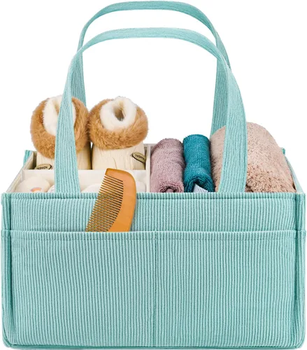 Organizador de pañales para bebé, cesta de almacenamiento portátil para artículos esenciales para recién nacidos, organizador de bolsas de pañales