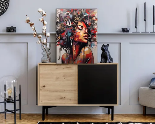 Miniatura 125 de Arte de pared afroamericano, decoración de rey y reina bailarín negro para sala de estar, arte de pareja de amor negro para dormitorio, lienzo