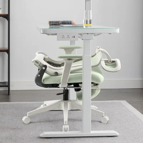 Miniatura 2 de Silla de oficina plegable con reposapiés, silla de oficina ergonómica con soporte lumbar ajustable, reposacabezas, reposabrazos, silla de escritorio