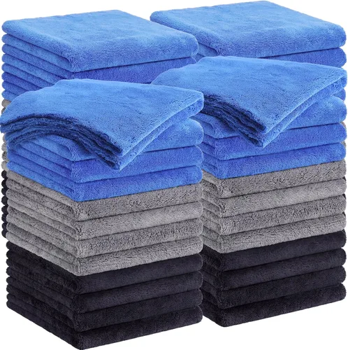 Shimeyao 20 toallas de felpa de microfibra sin bordes para autos, detalles, secado, lavado, pulido, paños de limpieza absorbentes, 500 GSM (16 x 16