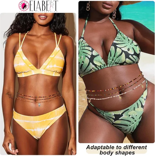 Miniatura 2 de ELABEST Cuentas africanas de cintura para mujer, no elásticas, 8 cuentas para el vientre, tallas grandes, coloridas, hechas a mano, accesorios