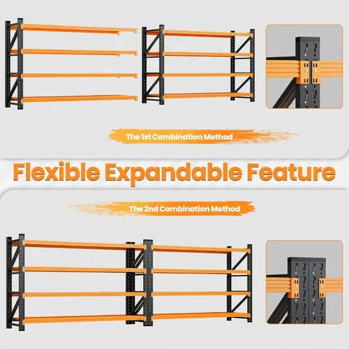 Miniatura 5 de Unidades de estantería para garaje de 71"W, estantes de almacenamiento de 5000LBS resistentes, estante de metal de 24" de profundidad, estantería