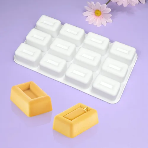 mostsom Moldes de silicona para mousse de 12 cavidades, forma rectangular 3D, para chocolate, trufa, mousse, pastel, postre, moldes para hornear