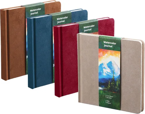 Mooliwe Diario de viaje de acuarela, cuaderno de bocetos de acuarela de 5 x 5 pulgadas, 13.56 oz/m², de algodón de prensa en frío, para pintor,