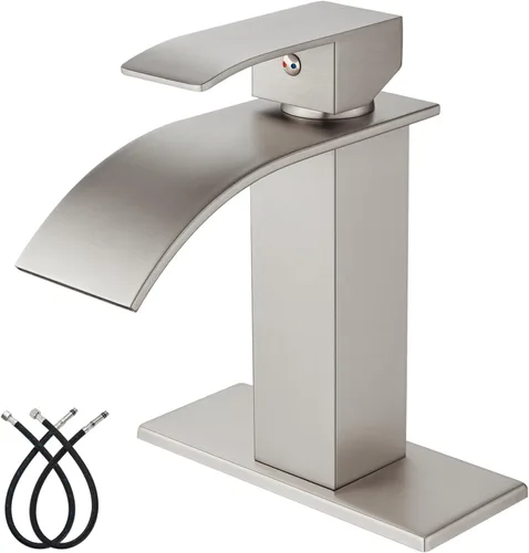 Miniatura 11 de Midanya Grifo de baño con boquilla de cascada de una sola manija, grifo de lavabo de baño de 1 agujero, moderno grifo de lavabo de lavabo de RV