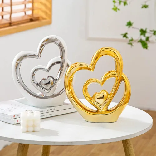 Miniatura 9 de Anding Decoración del hogar Estatua de arte moderno Escultura de porcelana Regalo de Año Nuevo Oro Decorativo Sala de estar Oficina Centro de mesa