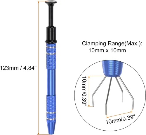 Miniatura 2 de HARFINGTON 2 herramientas de acero inoxidable de 4 garras, herramienta de extracción de chips IC con soporte de 4 puntas, pinzas de diamante