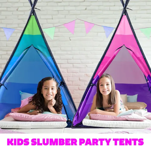 Miniatura 8 de USA Toyz Happy Hut Tienda de campaña tipi para niños, tipi desplegable para interiores, casa de juegos para niños, niñas, niños pequeños con bolsa