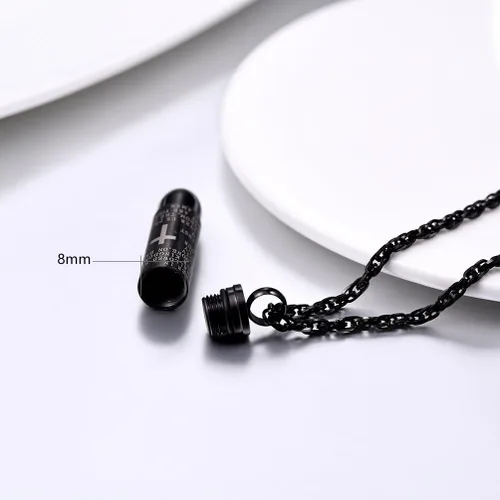 Miniatura 3 de PROSTEEL Collar de acero inoxidable con dije de bala de la Biblia, collar de medallón de botella de cruz, botella de perfume, medallón