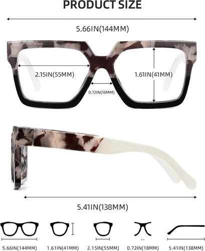 Miniatura 6 de JM Paquete de 3 lentes de lectura estilo Oprah para mujer, lentes de lectura cuadrados con bloqueo de luz azul