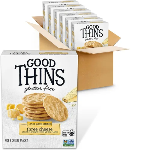 Miniatura 25 de GOOD THINS Snacks de arroz y queso con parmesano y ajo, galletas sin gluten, galletas a granel, 6 cajas de 3.5 onzas
