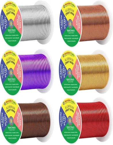 Miniatura 269 de Mandala Crafts - Alambre de aluminio anodizado de 8 calibre para hacer joyas - 9.75 m de alambre flexible negro colorido - Flexible para bonsái