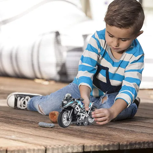 Miniatura 7 de Juguete de Motocicleta de Metal Fundido - Juguetes de Retroceso con Sonido y Luz, Juguetes de Motocicleta para Niños, Juguetes para Niños de 3-9 Azul