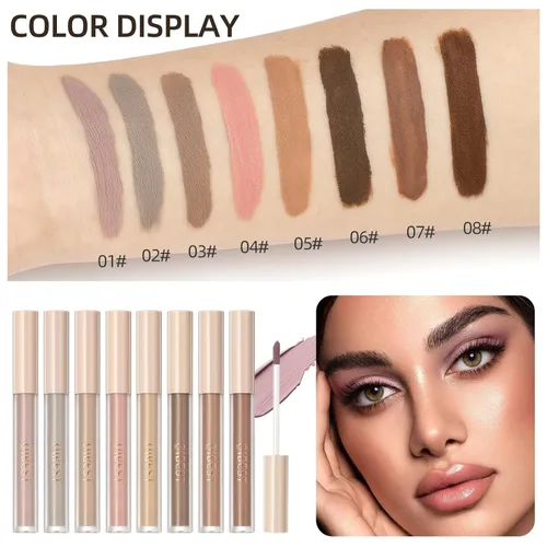Miniatura 2 de Juego de 8 sombras de ojos líquidas mate, tonos neutros mate marrón y topo, acabado crema a polvo, base impermeable mezclable nude para mujer (nude)