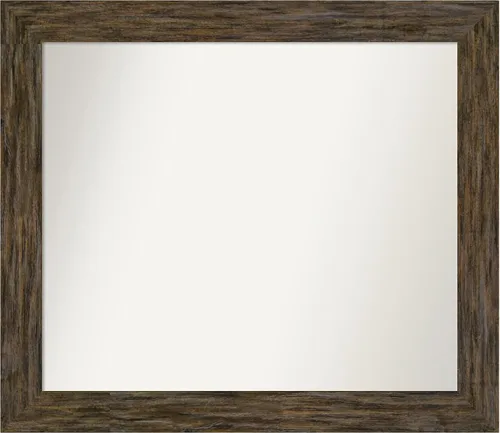 Miniatura 126 de Amanti Art Espejo personalizado, espejo de baño marrón Fencepost, espejo de pared o espejo de tocador de baño sobre el fregadero (27 x 27 pulgadas)