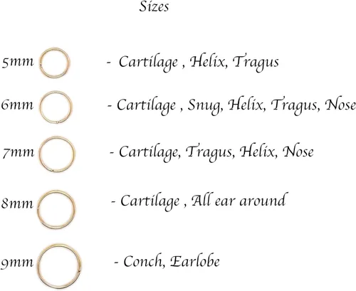 Miniatura 86 de Aretes de aro dorados y plateados para cartílago, nariz, tabique, oreja, hélix, tragus, joyería para mujer, hipoalergénicos, pequeños aros
