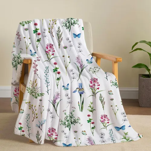 Miniatura 8 de Tupmnbry Manta floral de margaritas y girasoles, manta de franela súper suave, manta de cama ligera y esponjosa para cama, sofá y viajes, 50 x 60