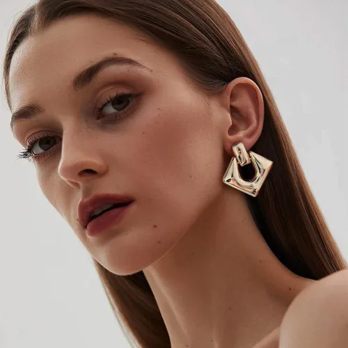 Miniatura 3 de HESSAWELL Aretes de aro gruesos para mujer, aretes colgantes de aro de oro para mujer, regalo