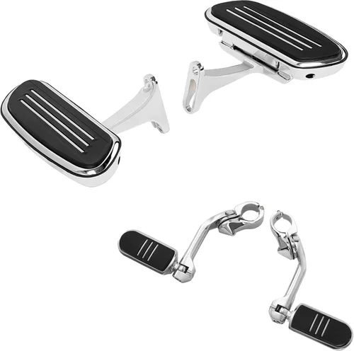 Miniatura 12 de XFMT Tabla de suelo delantero + estribo del pasajero trasero + estriberas de carretera en ángulo largo para Harley Streamliner Style Touring CVO