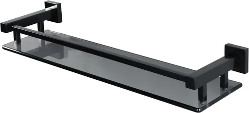 Miniatura 9 de Alise Estantes de baño, estante de vidrio negro mate para baño, estantes flotantes modernos, 20 pulgadas