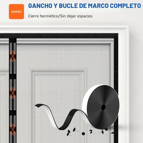 Miniatura 5 de MAGZO Mosquitera Magnética para Puerta de 36 x 82 pulgadas, tamaño de mosquitera de 38 x 83 pulgadas, malla con imanes fuertes, red de fibra de Gris