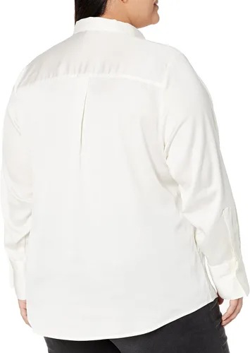 Miniatura 6 de Tienda Essentials Blusa de satén con botones de ajuste regular para mujer (disponible en tallas extragrandes)