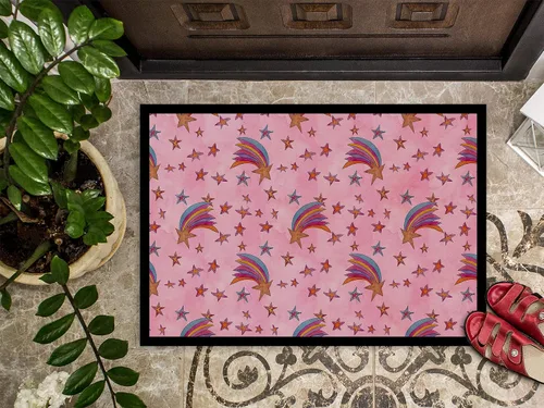 Miniatura 3 de Caroline's Treasures BB7548MAT - Felpudo de acuarela con estrellas fugaces en rosa, 18 x 27 pulgadas, tapete para puerta delantera