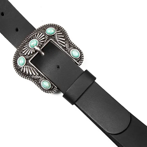 Miniatura 5 de Lucky Brand Cinturón de cuero de moda estilo occidental para mujer con hebilla de metal