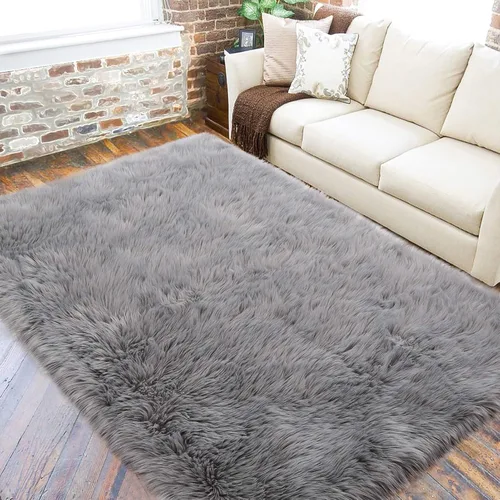 Miniatura 17 de LOCHAS Alfombra mullida ultrasuave, alfombra de pelo sintético de oveja, para el dormitorio, para colocar junto a la cama, para la sala