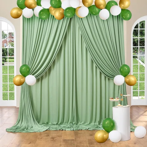 Miniatura 40 de Cortina de fondo azul bebé de 10 pies x 8 pies sin arrugas para fiesta, cortinas de fondo de poliéster azul para fotografías, decoraciones para baby