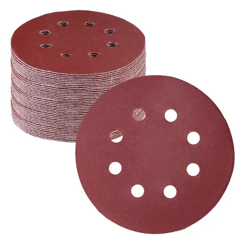 Miniatura 18 de WORKPRO Juego de discos de lija de 50 piezas – Papel de lija de 8 agujeros de 5 pulgadas, 5 grados, incluye 60, 80, 120, 240, 320 granos