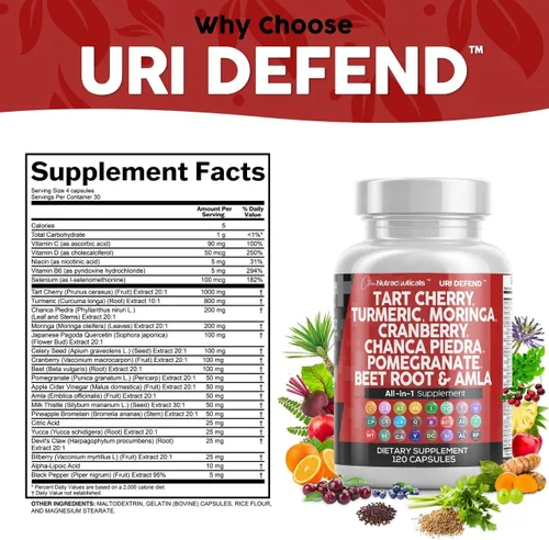 Miniatura 5 de Clean Nutraceuticals Cápsulas de extracto de cereza ácida con cúrcuma, moringa, arándano, chancapiedra, apio, quercetina, ACV, granada