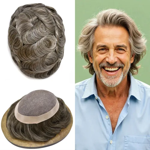 Miniatura 13 de Mens Toupee Hair Piece For Men Fine Mono Men Hair System Toupee For Men Hair Piece Real Human Hair System For Men Protesis Capilar Para Hombre 6x9