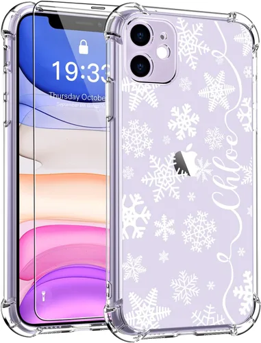Miniatura 11 de LUXVEER Funda para iPhone 11 Pro con protector de pantalla, elegante diseño floral en TPU suave transparente, ajuste delgado, funda protectora