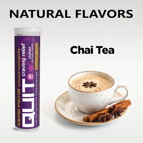 Miniatura 3 de Xero Picks Palillos de dientes con sabor infundido para ayudar a dejar de fumar, sin nicotina (té Chai, paquete de 3)