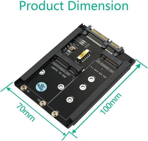 Miniatura 4 de HLT MSATA y B Key/B&M Key SSD 2 en 1 a SATA III de 2.5" con soporte de marco - Conserva mSATA SSD como unidad SATA de 0.276 in 2.5