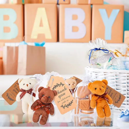 Miniatura 7 de Zhanmai 20 juegos de mini oso de peluche para decoración de baby shower, regalos de muñecas de baby shower, etiqueta de agradecimiento, bolsa
