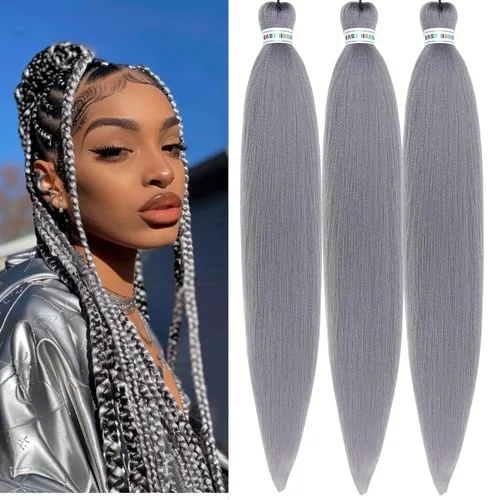 Miniatura 9 de Cabello estirado de fibra Kanekalon para trenzar con cabello humano, color naranja rojizo, 16 pulgadas, paquete de 6