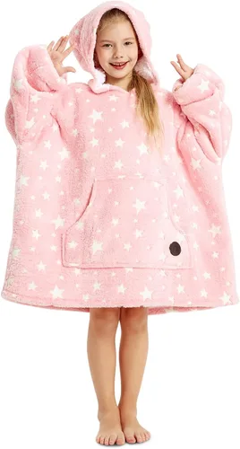 Miniatura 51 de Three Poodle - Manta con capucha portátil para niños, sudadera de sherpa de gran tamaño con capucha gigante, manta con capucha cálida y acogedora