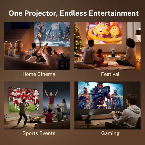 Miniatura 11 de [Aplicaciones integradas y actualizadas en 2025] Mini proyector con Wi-Fi 6 y Bluetooth 5.4, soporte 1080P 4K Full HD, Auto Keystone 360° Proyector