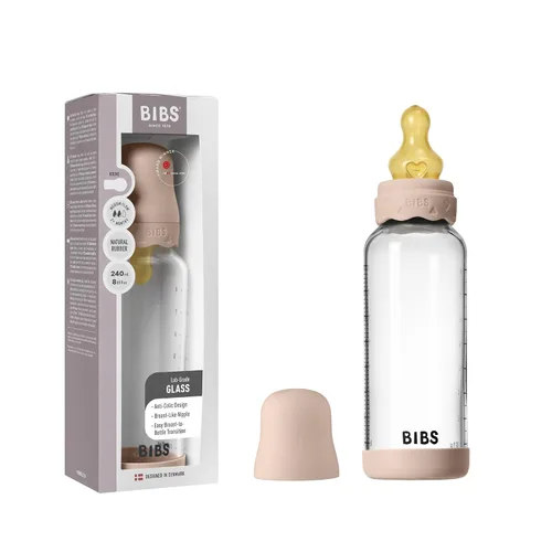 Miniatura 12 de BIBS Boheme - Botella de cristal para bebé, 4.1 fl oz, anticólicos, pezón redondo de látex de goma natural. Apoya la lactancia materna natural