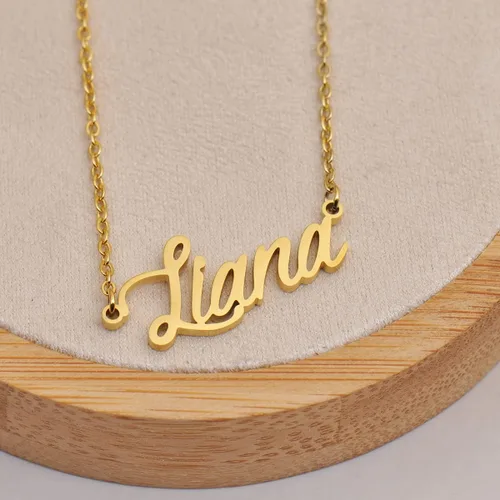 Miniatura 2 de HUAN XUN Collares con nombre personalizados para mujer, collares de acero inoxidable con inicial personalizada, joyería colgante para Navidad
