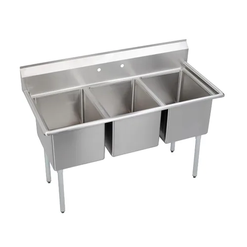 Miniatura 12 de Elkay Foodservice Fregadero de 3 compartimentos, 94 x 23.75 pulgadas OA, altura de trabajo de 36 pulgadas, cuenco de 18 x 18 pulgadas, 12 profundos