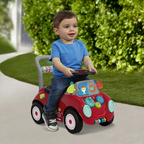 Miniatura 4 de Radio Flyer Busy Buggy, para niños pequeños de 1 a 3 años, 3 en 1 con 17 actividades sensoriales, función antipuntas, almacenamiento debajo