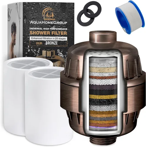 Miniatura 10 de AquaHomeGroup Filtro de ducha de 20 etapas con vitamina C E y A, reduce el cloro, los metales pesados y los sedimentos, 2 cartuchos incluidos